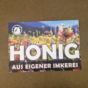 Buntes PVC-Schild „Honig aus eigener Imkerei“